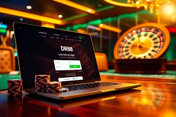 Access Link nhà cái DR88 platform displaying professional casino live betting interface with chips and cards