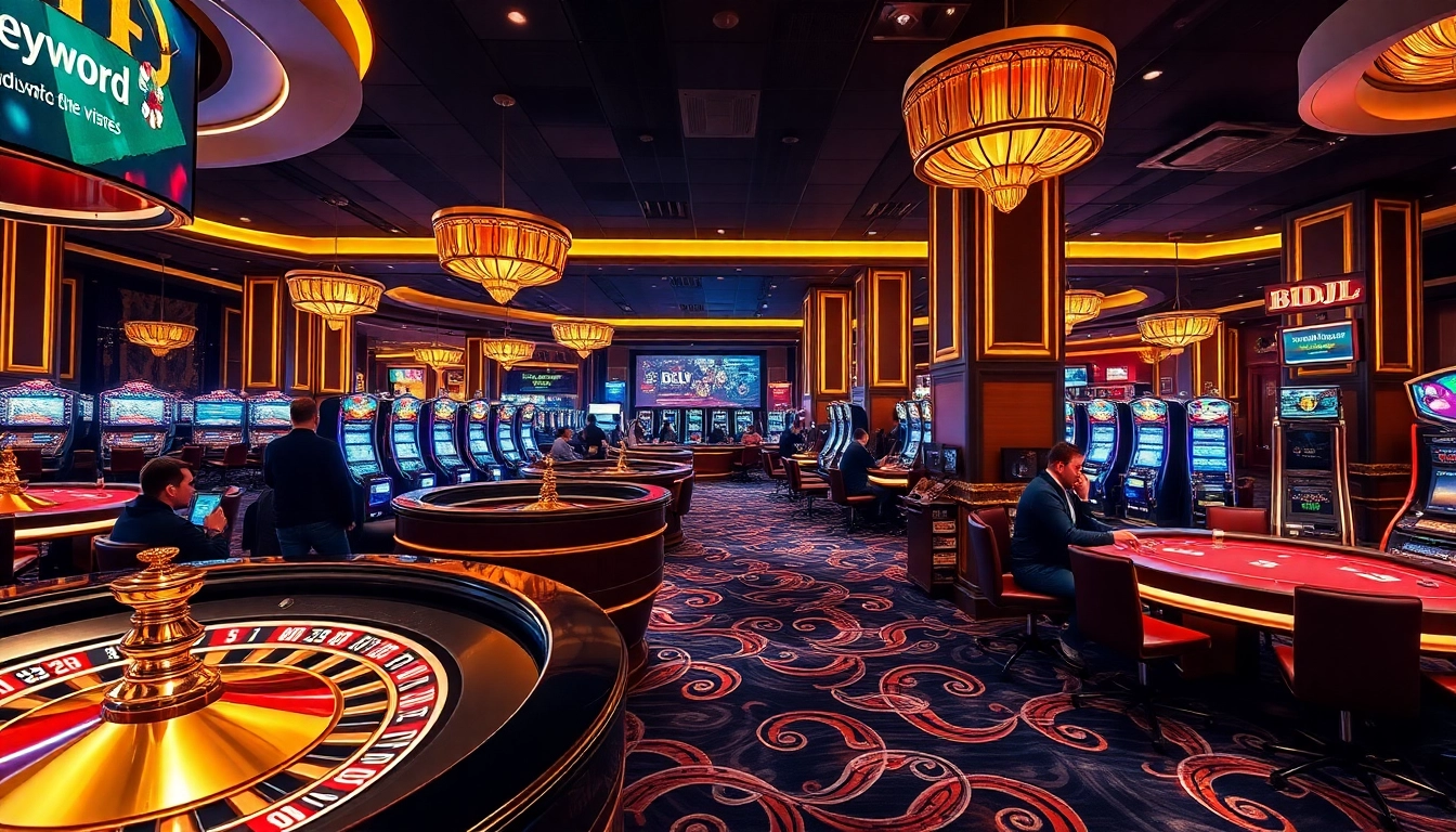 Experience the thrill of gambling with BDJL at a luxurious casino featuring roulette and poker tables.