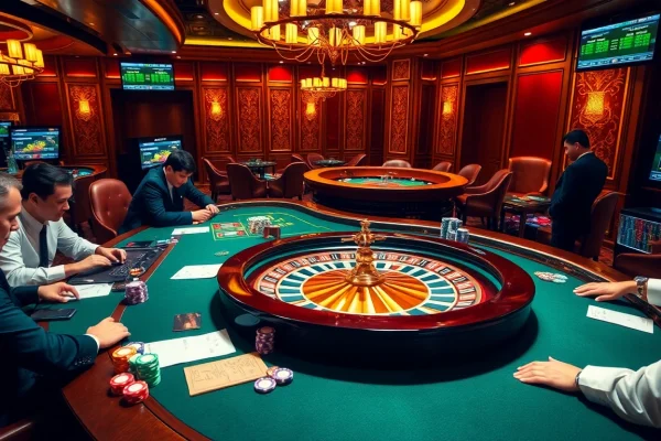 Engaging poker players at a luxurious casino featuring keonhacai5 game statistics.