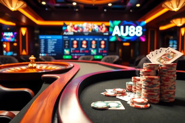 Experience an exciting gaming atmosphere at AU88 with dynamic casino visuals.