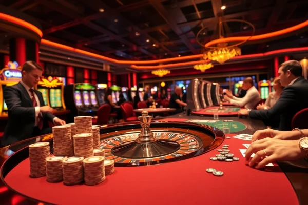 Experience thrilling gameplay at https://go999.de.com with professionals at a vibrant roulette table.