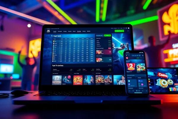 View of 8S online betting platform on laptop and mobile, showcasing interactive gaming experience.