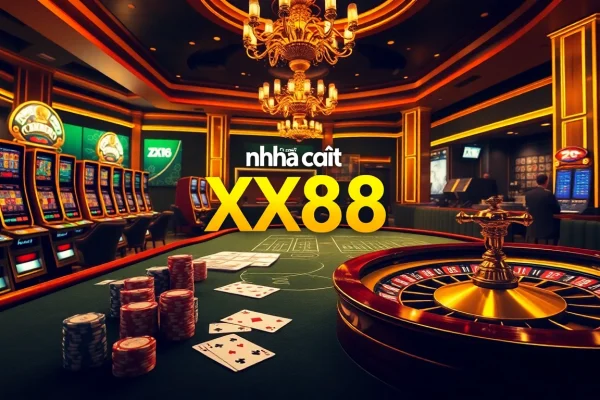 Exciting gaming action at nhà cái XX88 casino with vibrant roulette and poker activities.