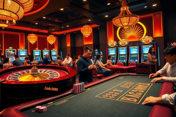 Experience the thrill of Link SC88 Chính Thức with vibrant casino tables and excited players.