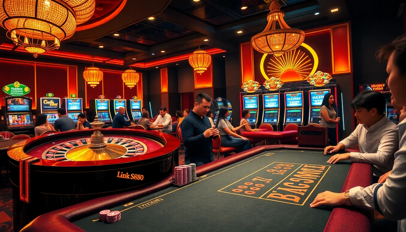 Experience the thrill of Link SC88 Chính Thức with vibrant casino tables and excited players.