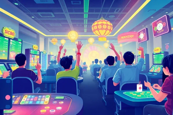 Exciting gaming scene at Go88 featuring players engaged in Sicbo and Xóc Đĩa, showcasing vibrant and dynamic action.