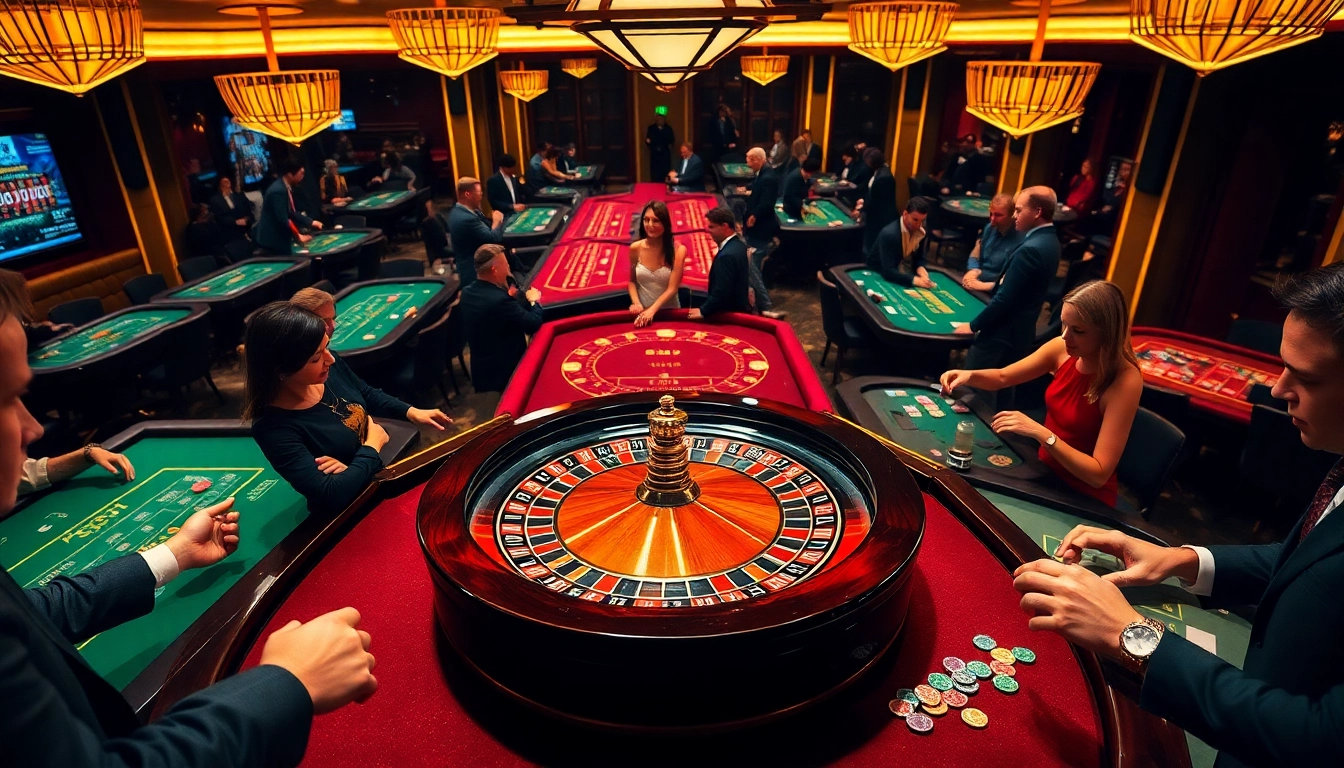 B52 engages players with vibrant casino action, featuring roulette and card tables for an immersive experience.