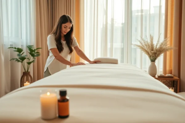 Experience calming relaxation through 오산출장마사지 with a young therapist in a serene setting.